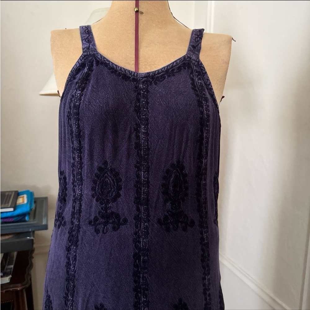 Vintage purple burnout embroidered flounce dress - Picture 5 of 6